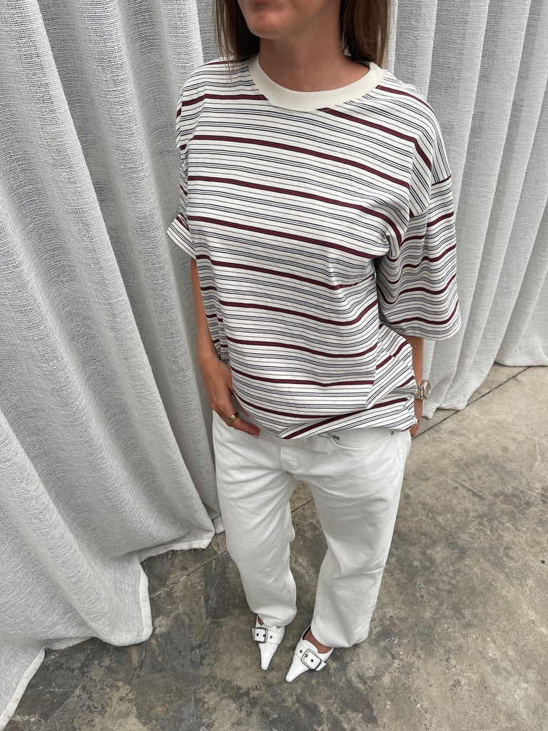 Oversized Striped Tee Ivory