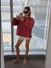 Oversized Striped Fleece Sweater Bright Red