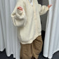 Oversized Press Button Cardigan Cream