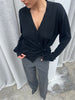 Side Buttoned Loose Cardigan Black