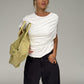Draped Short Sleeve Top White
