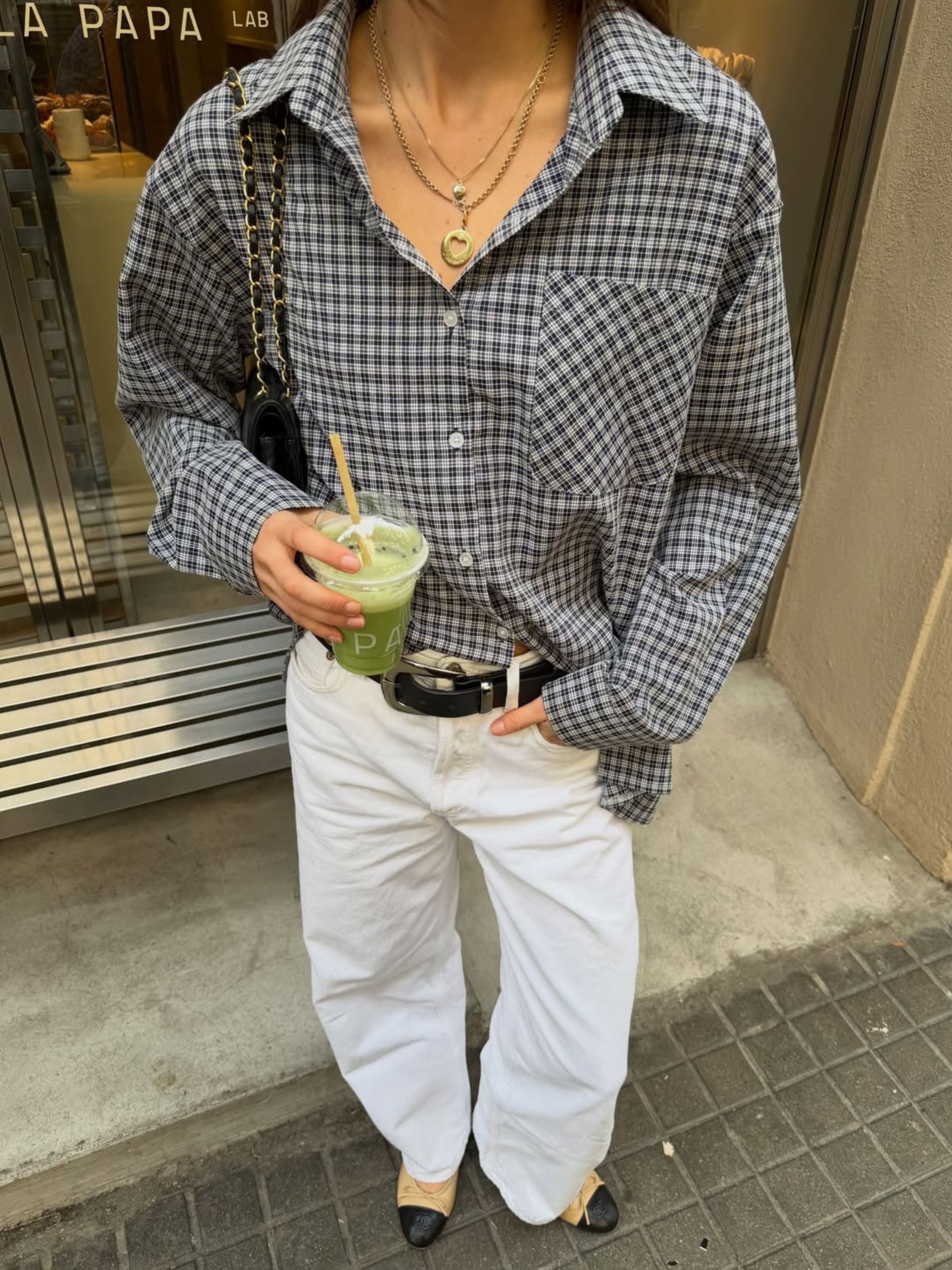 Oversized Checked Shirt Navy – The Room Antwerp