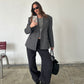 Pinstriped Cinched Blazer Grey Melange