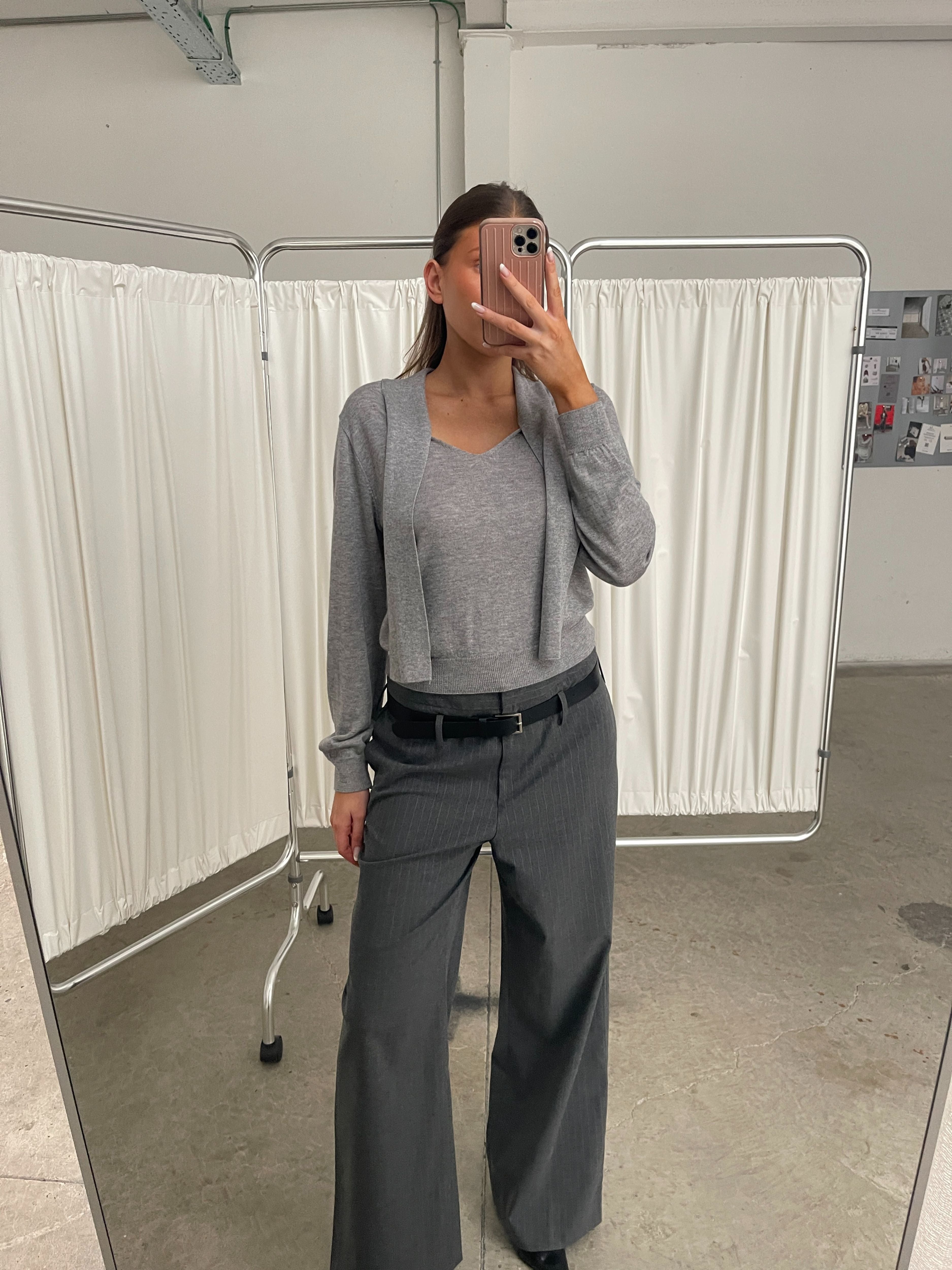 Scarf Detail Knitted Top Grey – The Room Antwerp