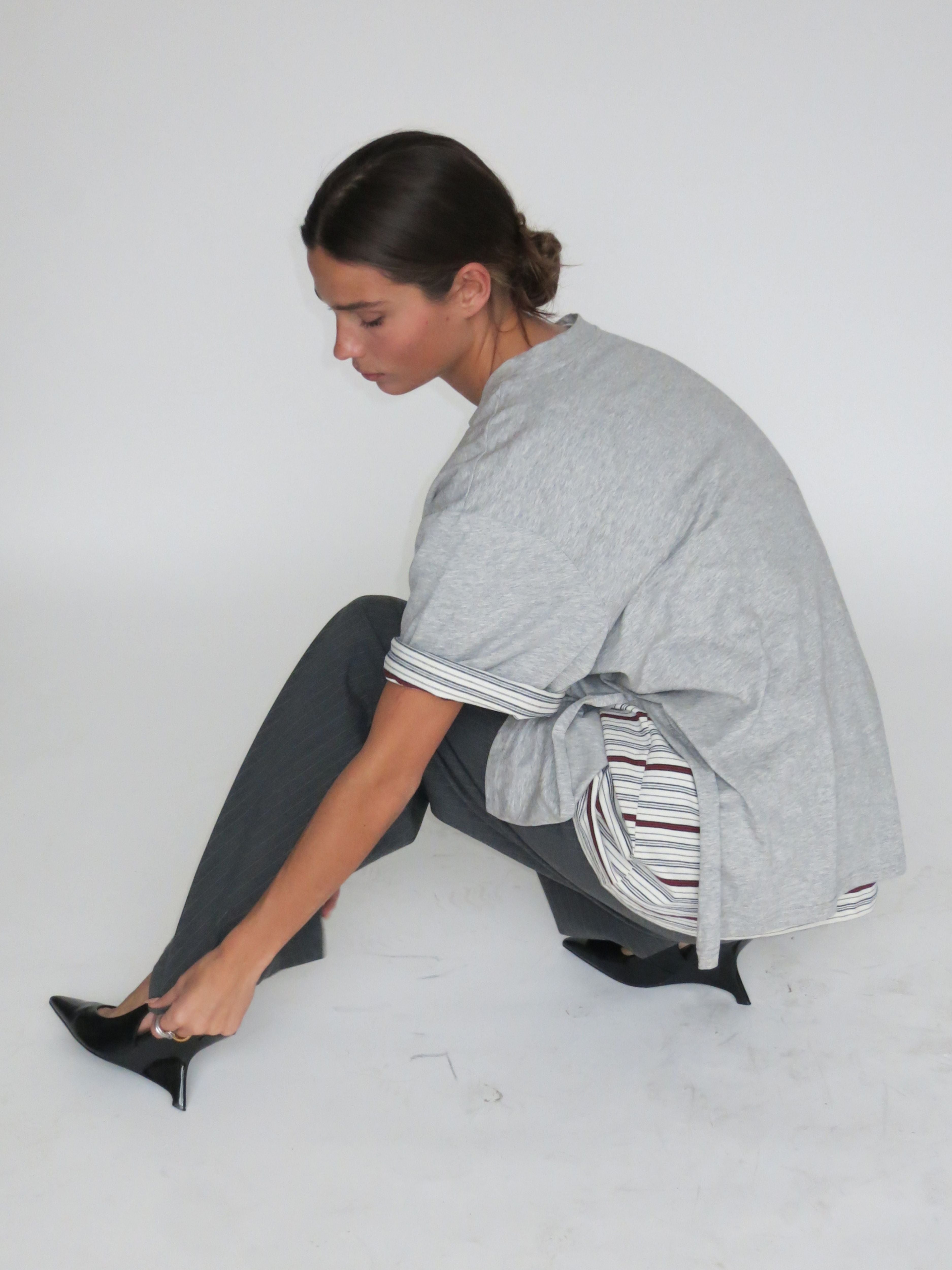 Oversized Side Slit Tee Heather Grey – The Room Antwerp
