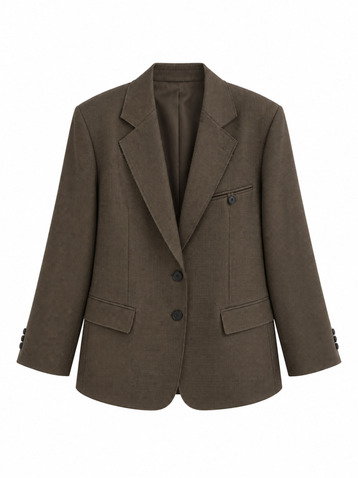 Raw Edge Micro Checked Blazer Brown *pre-order*