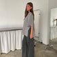 Oversized Side Slit Tee Heather Grey