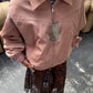 Oversized Contrast Stitch Jacket Dusty Pink
