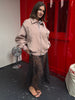 Oversized Contrast Stitch Jacket Dusty Pink