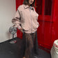 Oversized Contrast Stitch Jacket Dusty Pink
