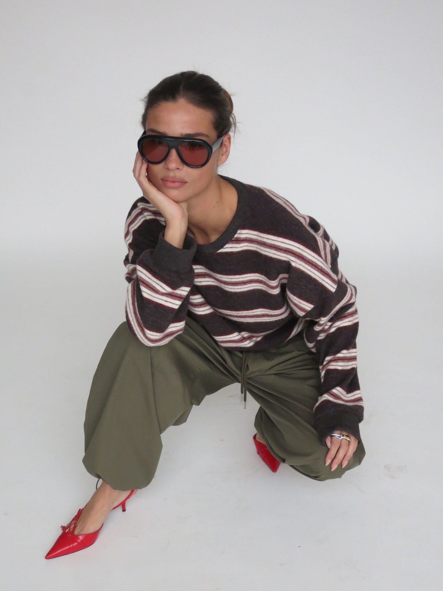 Oversized Striped Sweater Charcoal