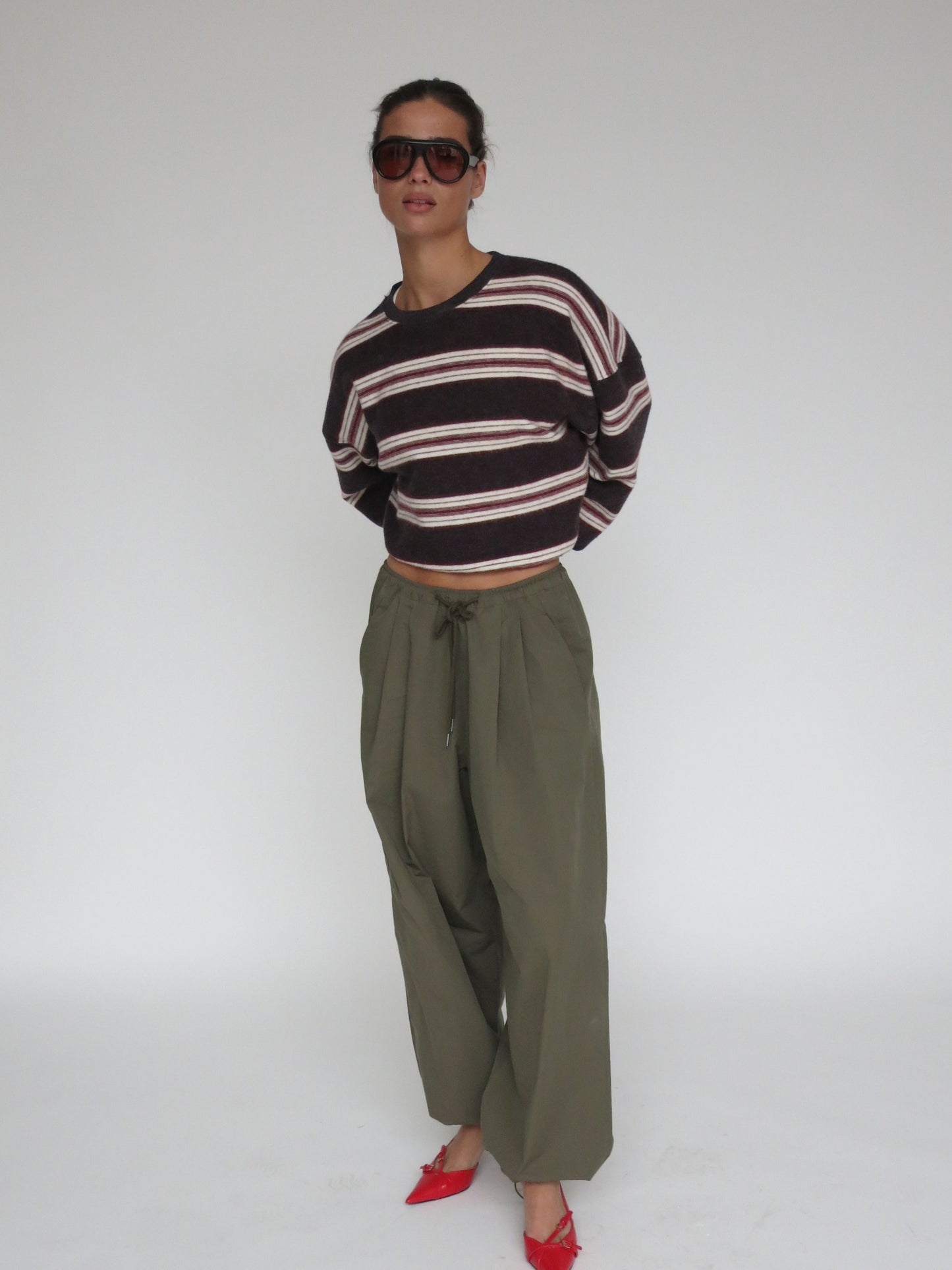 Oversized Striped Sweater Charcoal