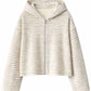 Soft Striped Zipped Lounge Vest Ivory