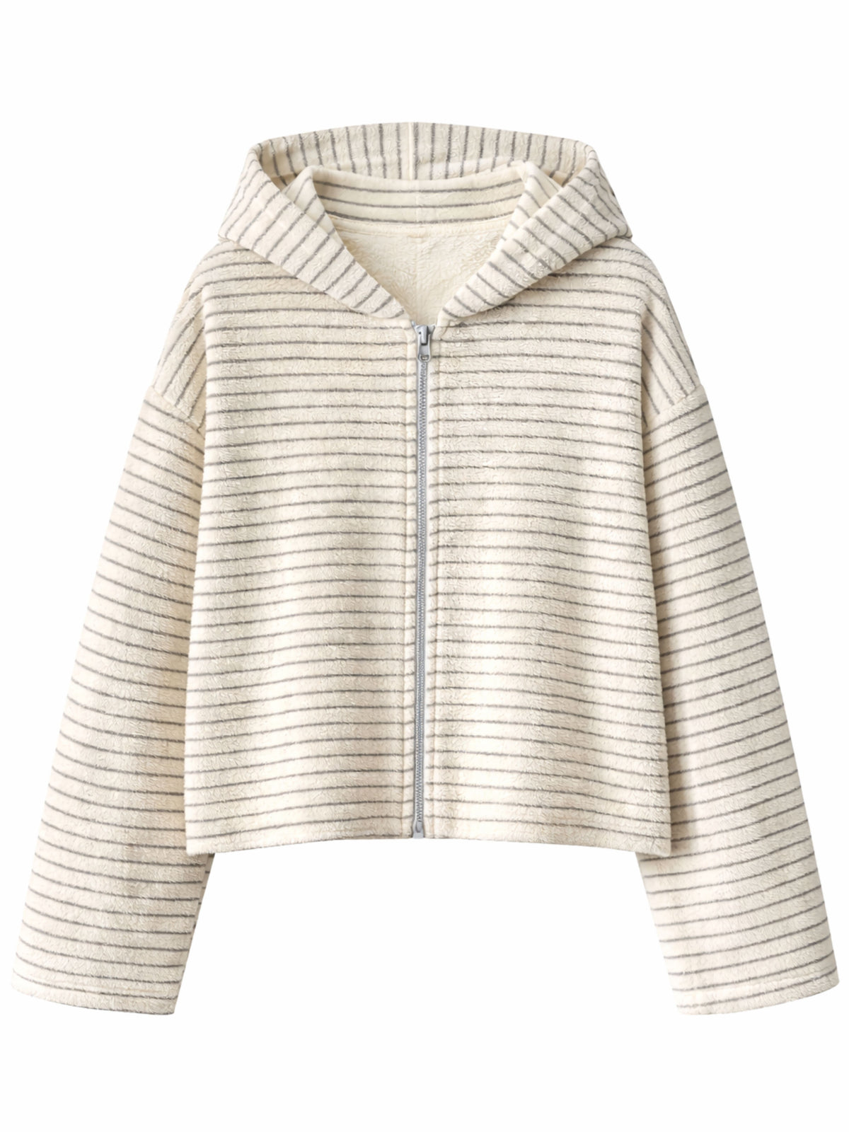 Soft Striped Zipped Lounge Vest Ivory