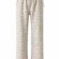 Soft Striped Drawstring Lounge Pants Ivory