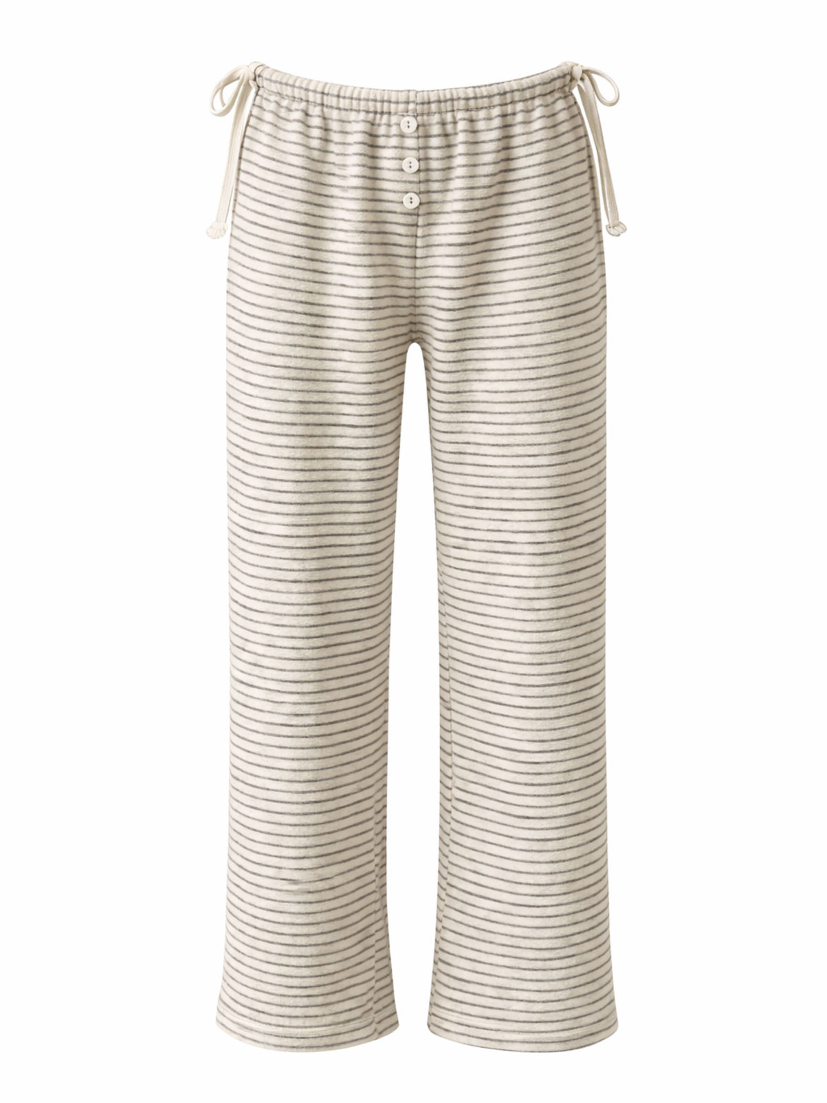Soft Striped Drawstring Lounge Pants Ivory