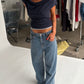 Double Layered Halter Neck Tee Navy