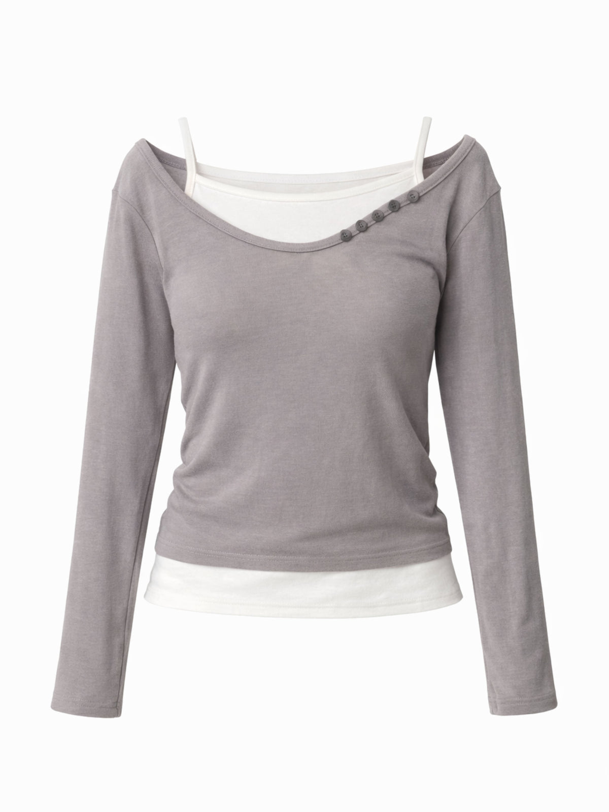 Double Layered Buttoned Top Grey