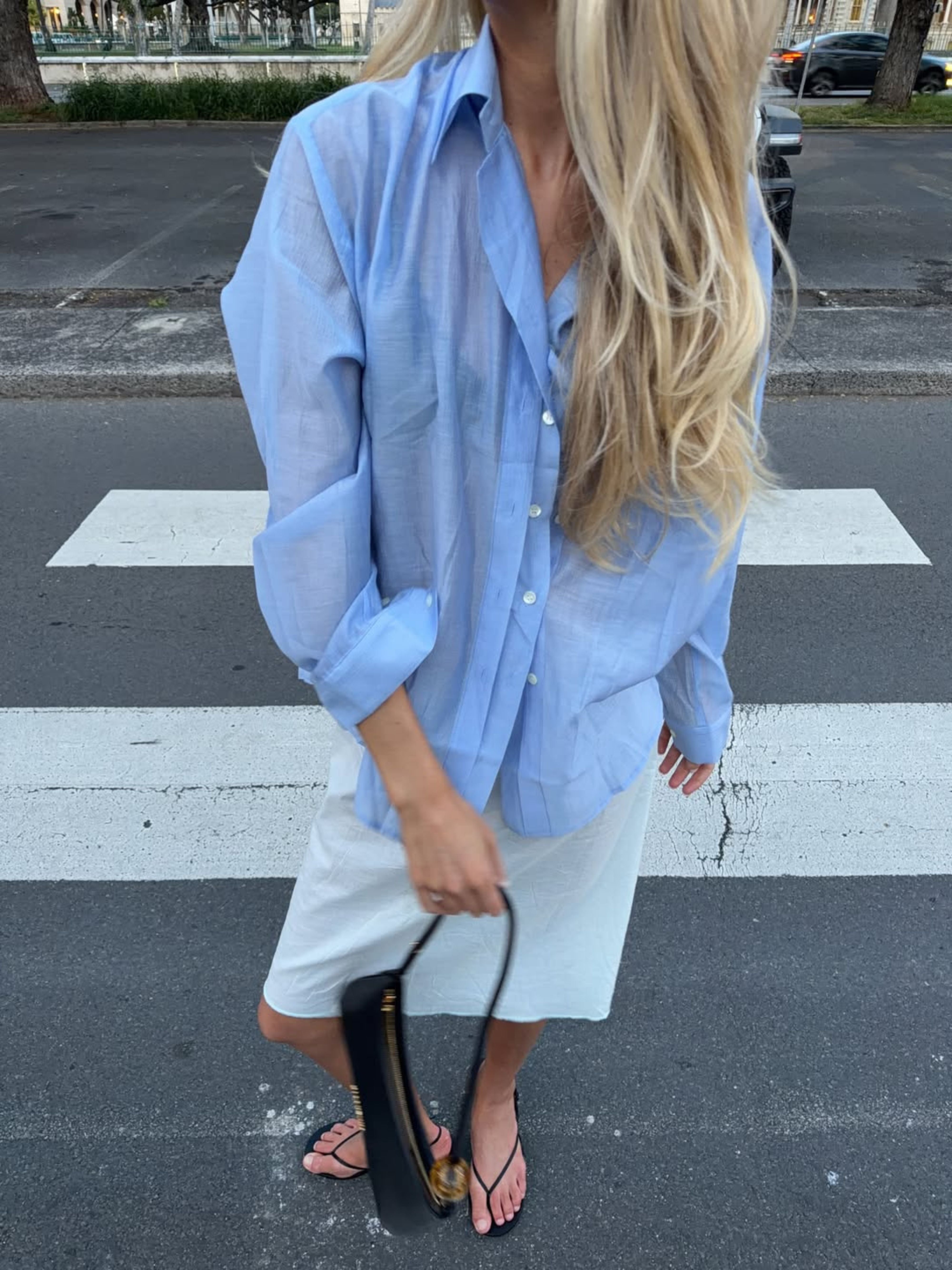Oversized Double Button Shirt Blue – The Room Antwerp