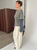 Contrast Lightweight Striped Double Sleeve Tee Khaki