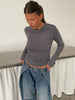 Scrunched Collar Top Charcoal