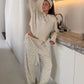Soft Striped Zipped Lounge Vest Ivory