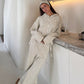 Soft Striped Zipped Lounge Vest Ivory