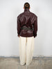 Contrast Belted Jacket Burgundy