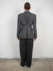 Pinstriped Cinched Blazer Grey Melange