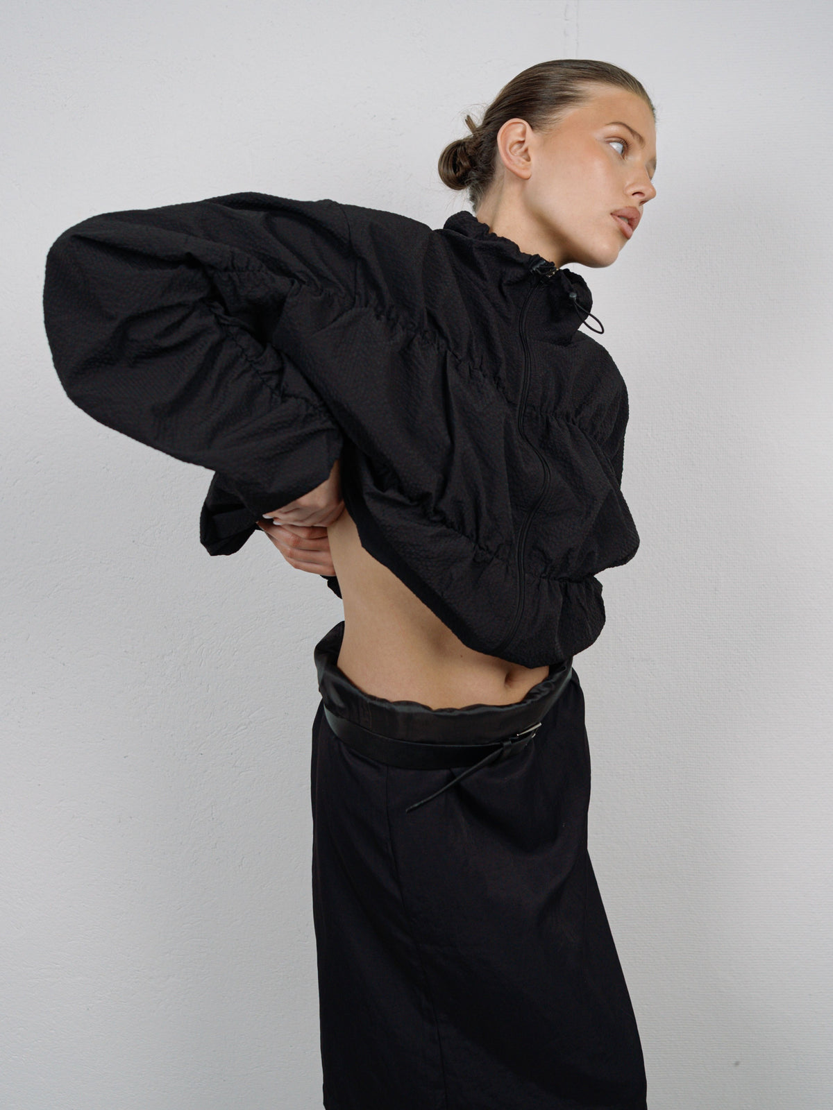Stitched Textured Jacket Black