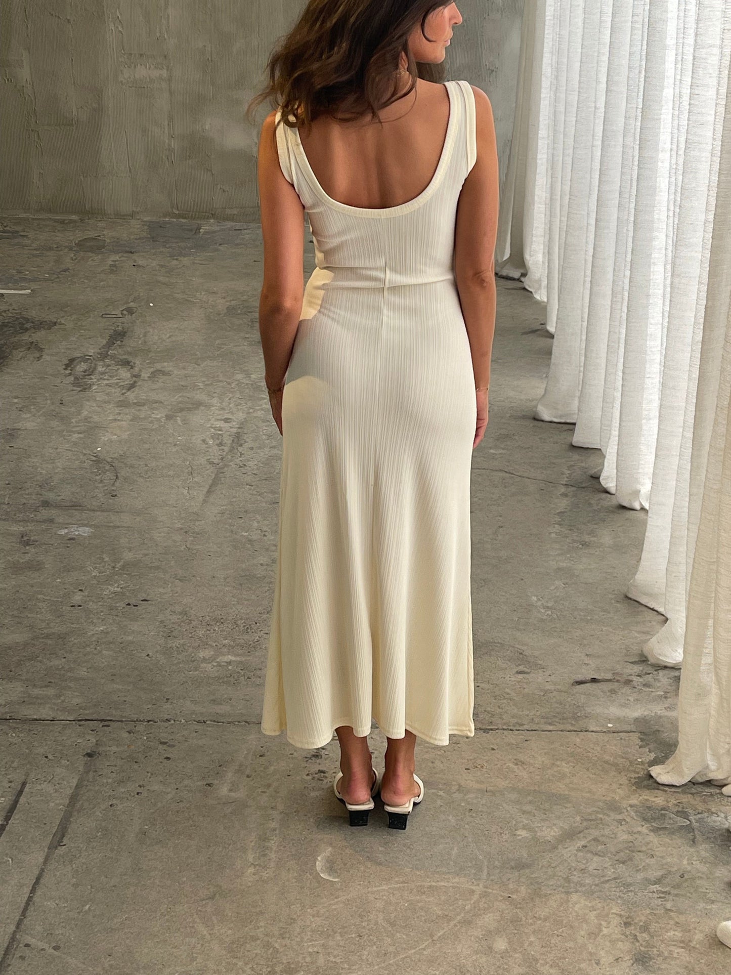 Ribbed Tube Dress Ivory