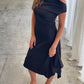 Off Shoulder Asymmetric Dress Black