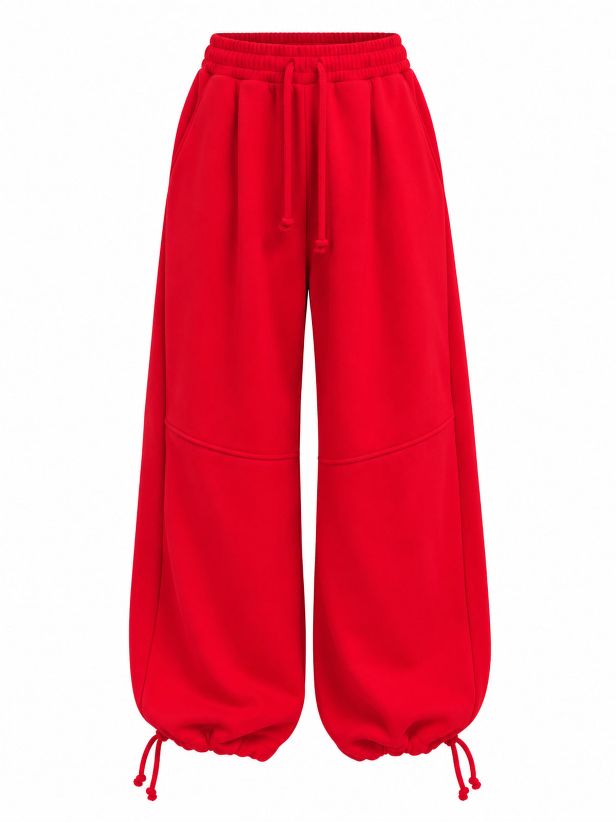 Fleeced Barrel Fit Jogger Pants Red
