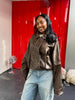 Contrast Stitch Buttoned Jacket Brown