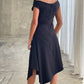 Off Shoulder Asymmetric Dress Black