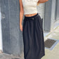 Long Belted Skirt Black