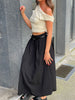 Long Belted Skirt Black