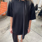 Short Sleeved Scarf Tee Black