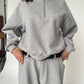 Fleeced Half Zip-Up Sweatshirt Grey