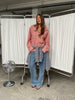 Oversized Checked Shirt Cherry Red
