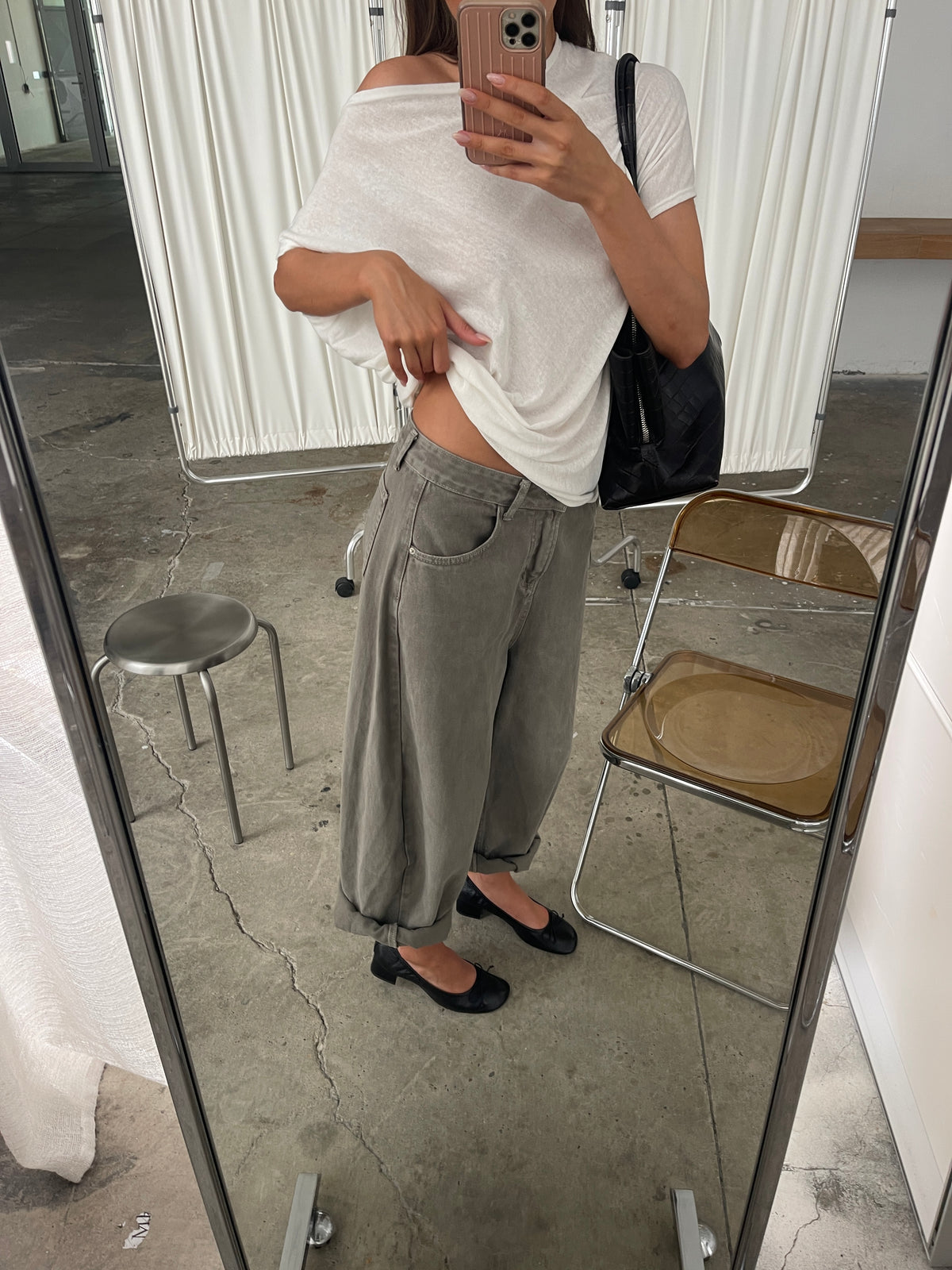 Barrel Jeans Khaki Grey
