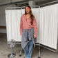 Oversized Checked Shirt Cherry Red