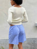 Buttoned Striped Shorts Blue