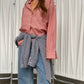 Oversized Checked Shirt Cherry Red