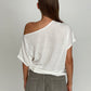 Draped Boatneck Tee White