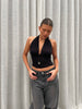 Deep Halter Neck Top Black