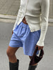 Buttoned Striped Shorts Blue