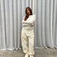 Baggy Wide Leg Corduroy Pants Cream