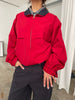 Oversized Double Collared Zip Jacket Red