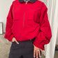 Oversized Double Collared Zip Jacket Red